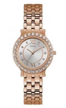 Guess Ladies Rose Gold Case With Crystals Watch Rose Gold