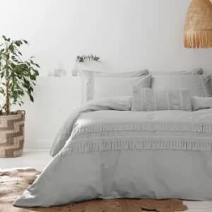 Pineapple Elephant Izmir Cotton Tassel Silver Duvet Cover and Pillowcase Set Silver