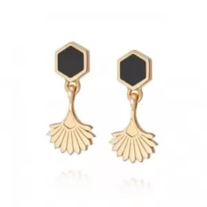 Hexagon Palm Drop Fan 18ct Gold Plated Earrings WE18_GP