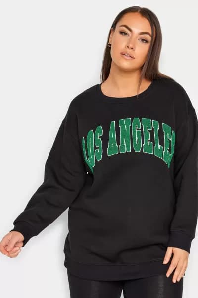 'Los Angeles' Embroidered Slogan Sweatshirt