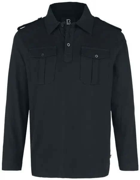 Brandit Jersey Polo Shirt Willis Long Sleeve Long-sleeve Shirt black
