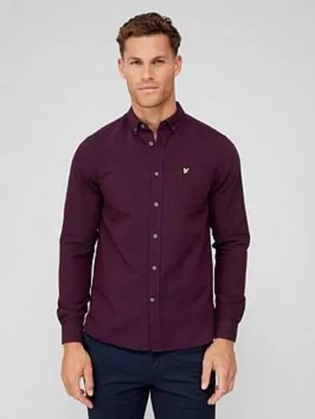 Lyle & Scott Glenshee Plum/Jet Black Light Weight Oxford Shirt