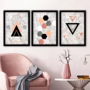 3SC102 Multicolor Decorative Framed Painting (3 Pieces)