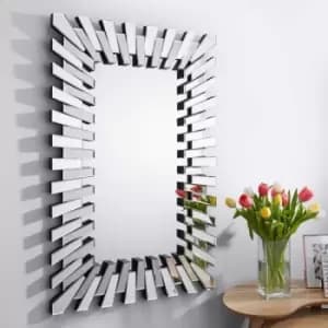 Furniture Box Starburst Silver Stylish Rectangular Modern Contemporary Living Room Bedroom Wall Mirror 66 X 100 Cm