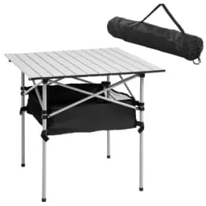 Outsunny Aluminum Roll-Top Table w/Mesh Bag - Silver