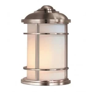1 Light Outdoor Wall Half Lantern Light Brushed Steel IP44, E27