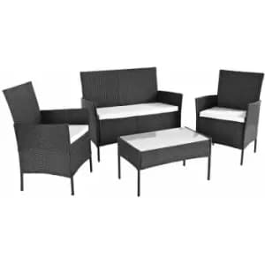 Neo Black 4 Piece Rattan Outdoor Furniture Garden Sofa Set