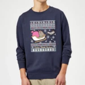 Pusheen Core Pusheen Through The Snow Christmas Sweatshirt - Navy - 3XL