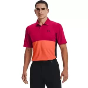 Under Armour 2022 Mens Performance Blocked Polo Pink Polo L