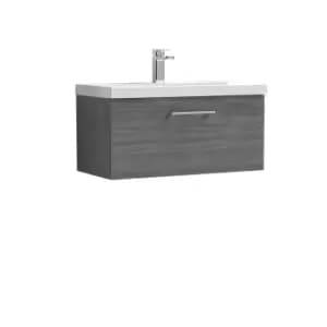 Nuie Arno 800mm Wall Hung 1 Drawer Vanity & Basin 1 Anthracite
