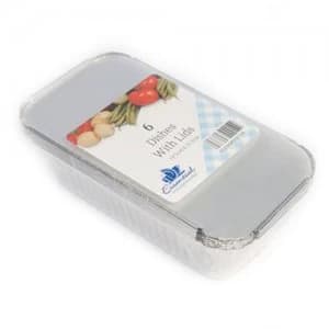 Essential Housewares Aluminium Dishes with Lids - 6 Pack