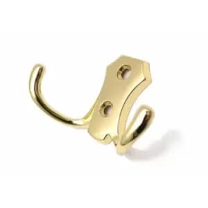 Small Double Coat Hanger Hook Door Wall Bath BK24 Model - Colour Gold - Pack of 20