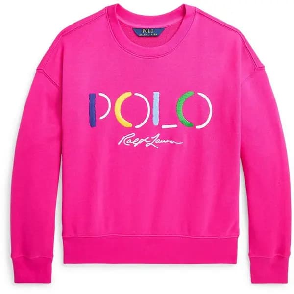 Polo Ralph Lauren Logo Terry Sweatshirt Juniors - Pink 5 - 6 Years