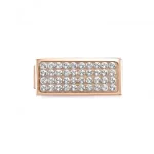 Classic Double Glam Zirconia Swarovski Pink Gold White Link Charm 230731/01