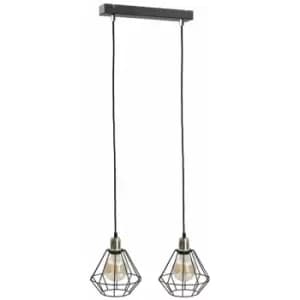 Keter Foskal Bar Pendant Ceiling Light Gold, 50cm, 2x E27