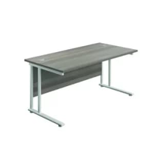 Jemini Rectangular Cantilever Desk 1400x800x730mm Grey Oak/White KF806998