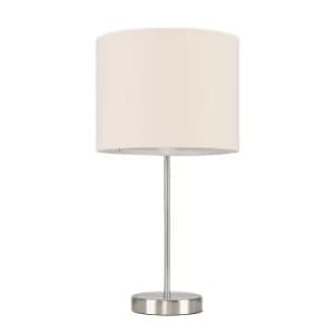 Value Essentials Charlie Brushed Chrome Table Lamp with Beige Shade