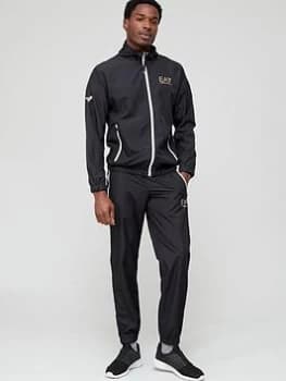 EA7 Emporio Armani Ventus Hooded Tracksuit - Black/Gold Size XL Men