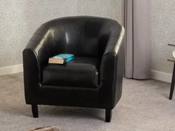 Seconique Tempo Black Faux Leather Tub Chair