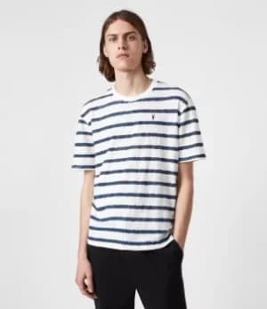 AllSaints Mens Bamford Crew T-Shirt, Chalk White/blue, Size: S