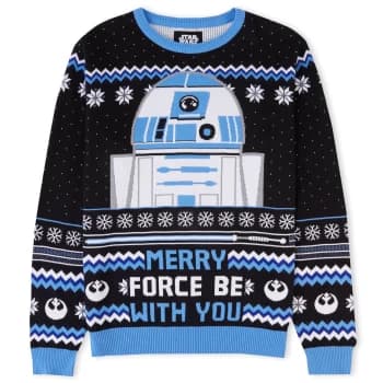 Merry Force Be With You Festive Knitted Jumper - Black - L