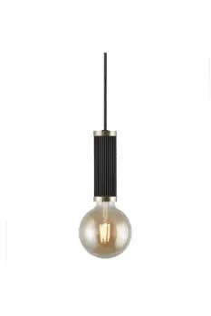 Galloway Slim Pendant Ceiling Light Black Brass E27