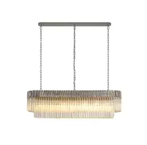 Pendant Rectangle 7 Light E14, Polished Nickel, Clear Glass, Item Weight: 28kg