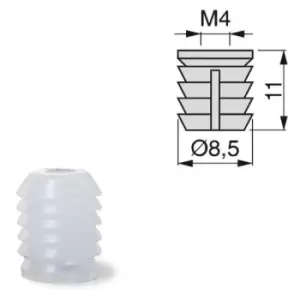 Emuca - Furniture Plastic Socket - Size M4 11 x 8.5mm - Pack of 500