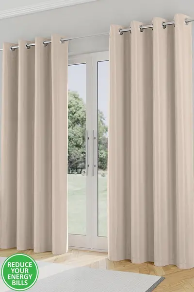 Enhanced Living Enhanced Living Nightfall Plain Supersoft Thermal Blockout Eyelet Curtains Natural