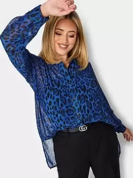 Yours Animal Boyfriend Shirt, Blue, Size 18, Women