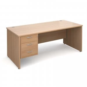 Maestro 25 PL Straight Desk With 3 Drawer Pedestal 1800mm - Beech pane