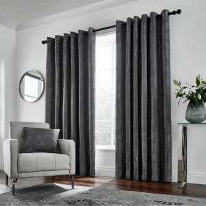 Hotel Dark Grey Polyester 'Roma' Lined Curtains - 228cm x 137cm drop