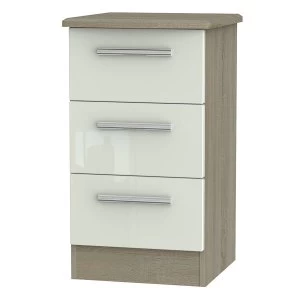 Robert Dyas Kirkhill Ready Assembled 3-Drawer Bedside Table - Taupe Cedar