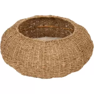 Teamson Pets - Indoor Wicker Cat or Small Dog Bed, Bowl Shaped Lounger Basket with Removable Washable Cushion Tan/Cream, Neith Collection