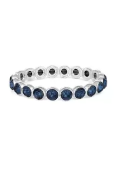 Silver Plated Montana Blue Faceted Stretch Bracelet