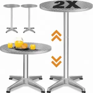 CASARIA Bar Table Set of 2 Height Adjustable 70cm 115cm Round with 60cm Diameter Stainless Steel Indoor Outdoor Versatility Cafe Bistro Pub