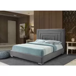 Lisso Bed Small Double Plush Velvet Steel