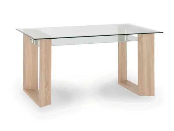 Seconique Milan 150cm Glass and Oak Dining Table