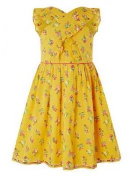 Monsoon Girls S.E.W. Grace Cross Front Dress - Yellow