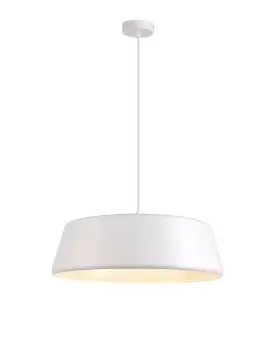 Single Large Ceiling Pendant, 1 Light Adjustable E27, Gloss White, Gloss White