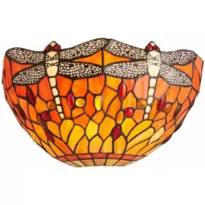 Loops - Tiffany Glass Wall Light Orange Dragonfly Flame Shade Interior Sconce i00246