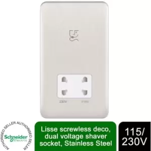 Schneider Lisse Shaver Socket Dual Voltage 115/230V GGBL7090WSSS Stainless Steel