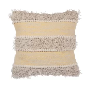 Sass & Belle Yellow Scandi Boho Tufted Stripe Cushion