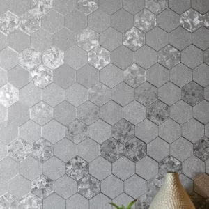 Foil Honeycomb Silver Wallpaper Silver