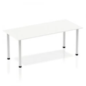 Impulse Straight Table 1800 White Post Leg Silver