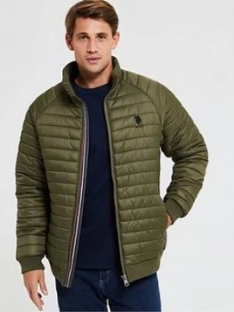 U.S. Polo Assn. Raglan Light Padded Jacket - Green, Size S, Men