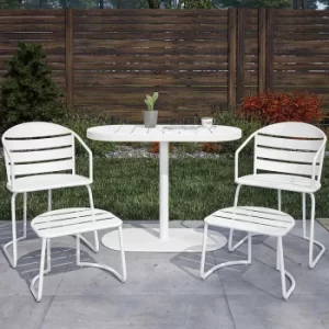 Metro Retro 5 Piece Patio Nesting Bistro Set White, white