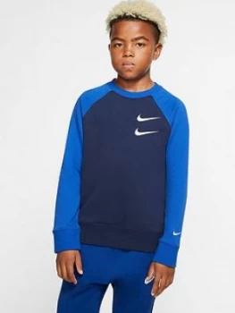 Nike Sportswear Older Boys Swoosh Crew Neck Sweater - Navy Size M 10-12 Years