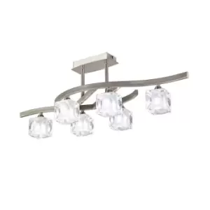 Cuadrax Rectangular Semi Flush 6 Light G9 Satin Nickel