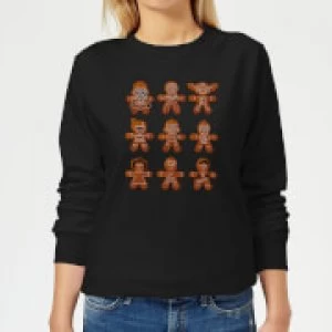 Star Wars Gingerbread Characters Womens Christmas Sweatshirt - Black - M